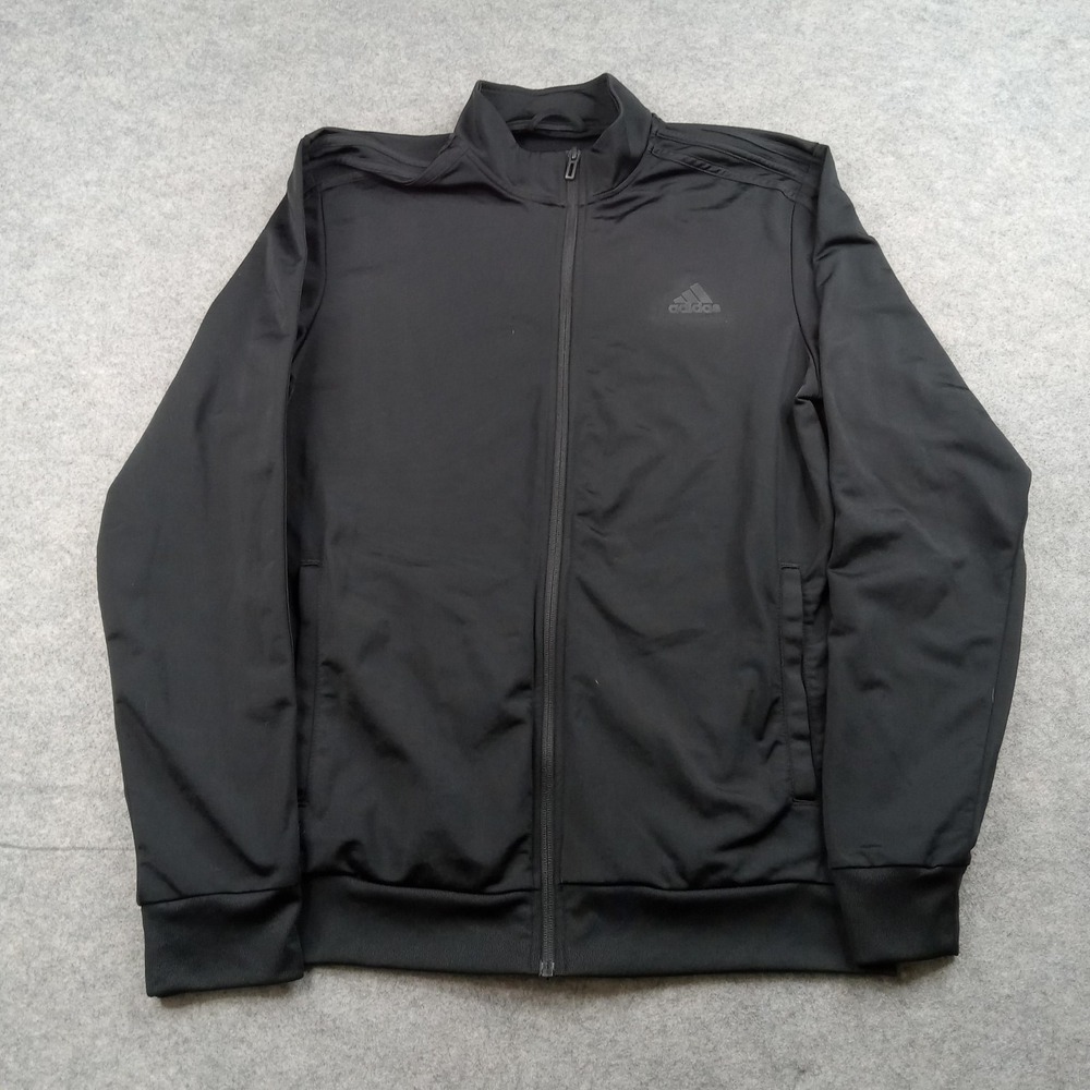 Adidas Jacket Mens Small Black Full Zip‎ Track Athletic Polyester Warm Up Top